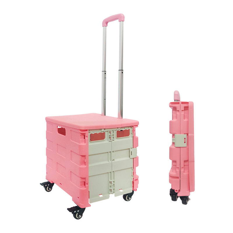 Wholesale Foldable Plastic Food Carts Folding Hand Push Grocery Shopping Trolley Cart